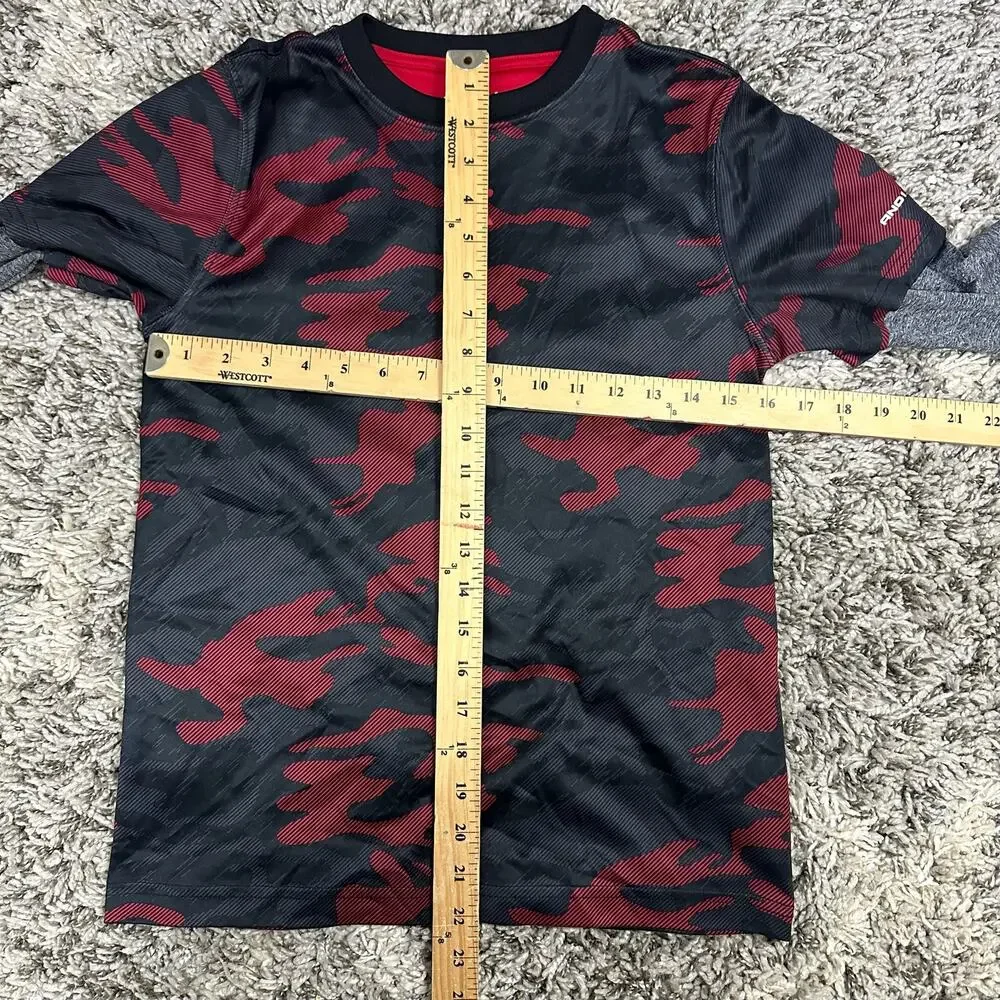 And1 Long Sleeve Layered Basketball Graphic Tech Shirt Red Camo Boys L 10 12